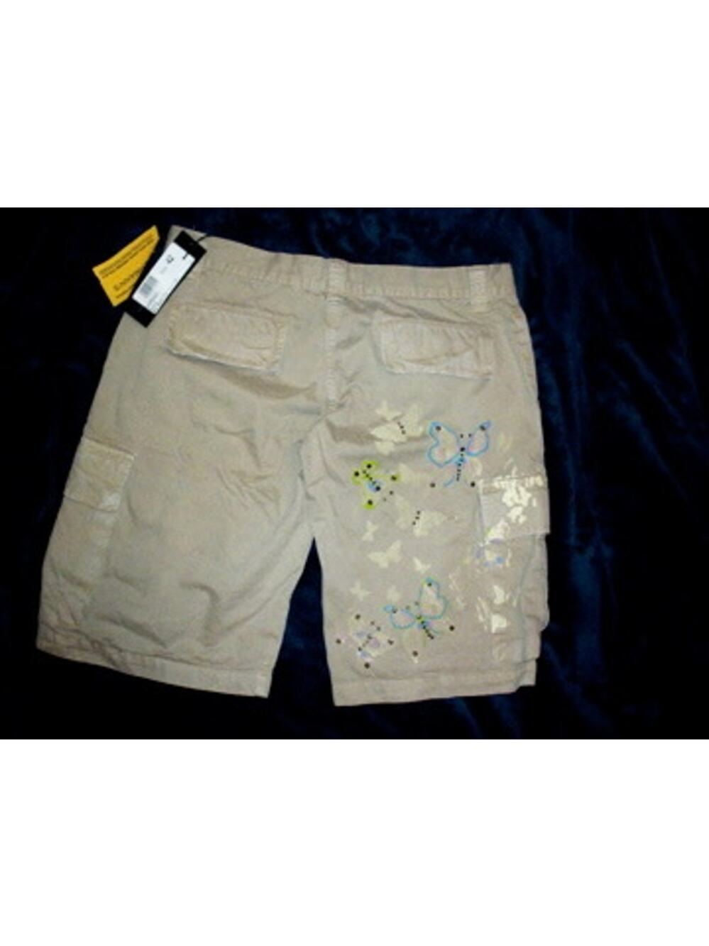 NWT VINTAGE ATOS LOMBARDINI KHAKI STUDDED HANDPAINTED COTTON BERMUDA SHORTS
